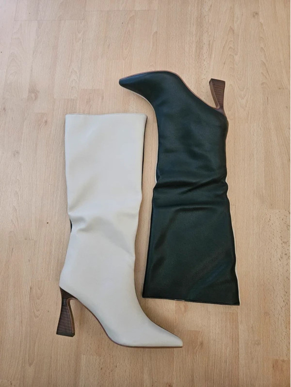 Chinese Laundry Funnn Boots 8.5 Black Cream Colorblock Knee High Pointed Toe